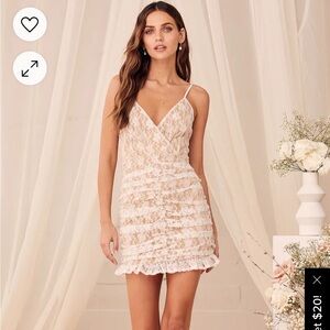 Frilled To Be Here White Lace Ruched Mini Dress